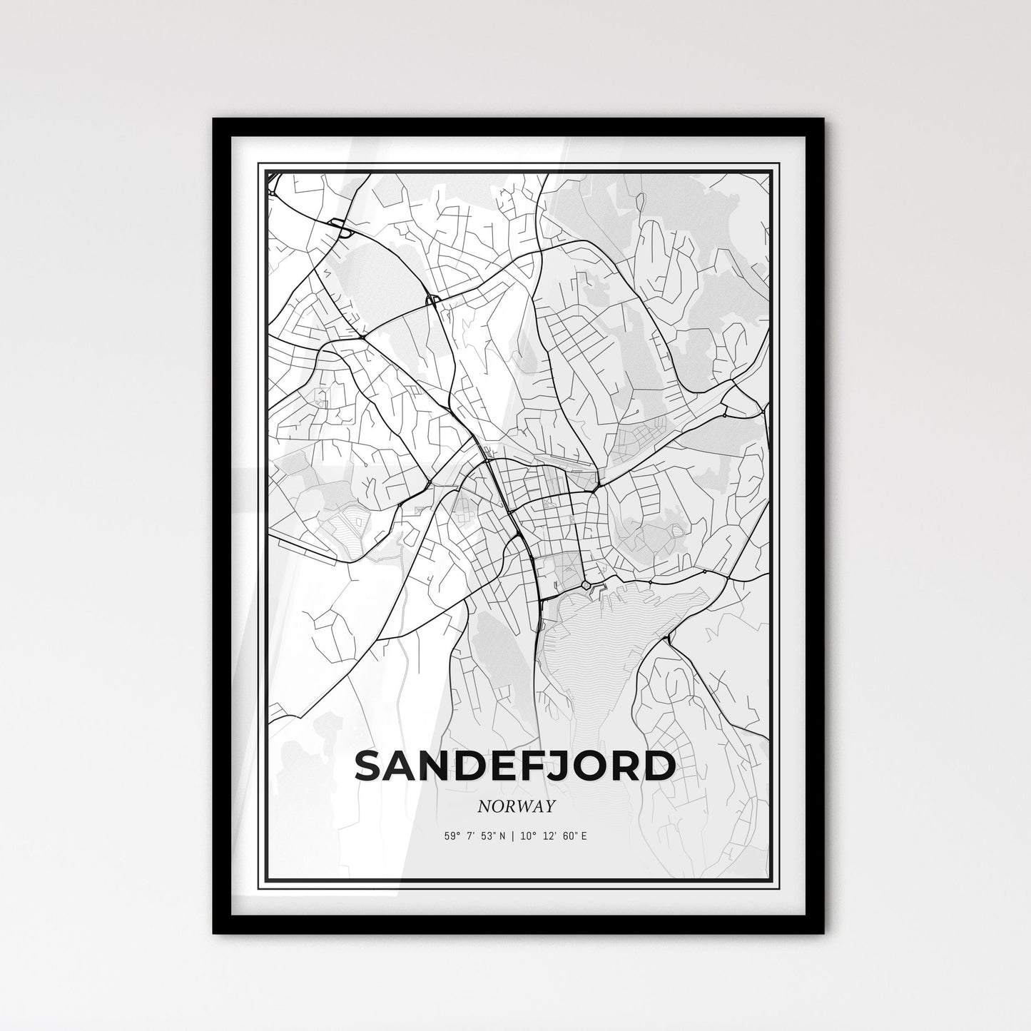 Sandefjord Norway - Scandinavian Style City Map for Modern Home Decor