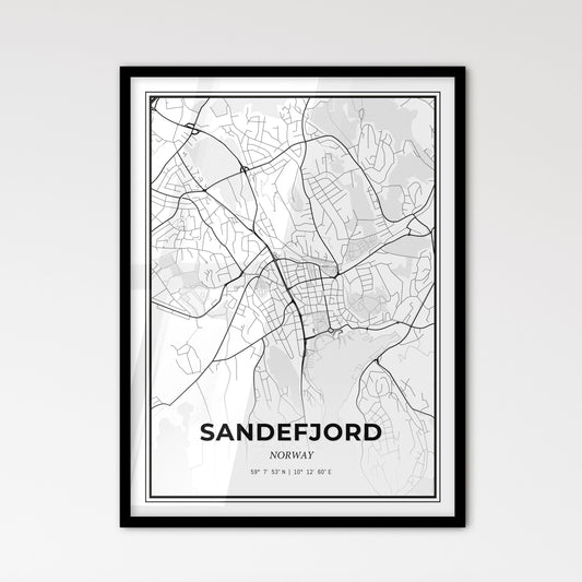 Sandefjord Norway - Scandinavian Style City Map for Modern Home Decor