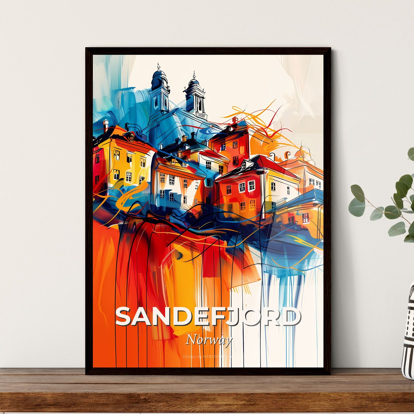 Vibrant Sandefjord, Norway - A Painting Of A Colorful Town