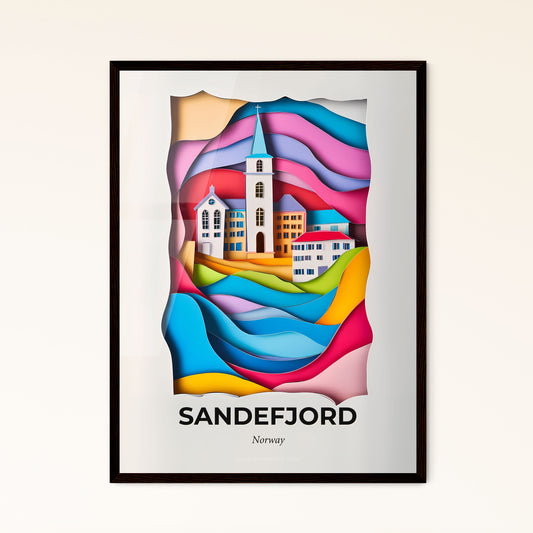 Vivid Sandefjord, Norway, Papercut Print