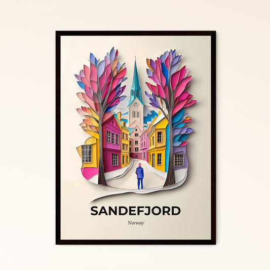 Vivid Sandefjord, Norway, Papercut Print