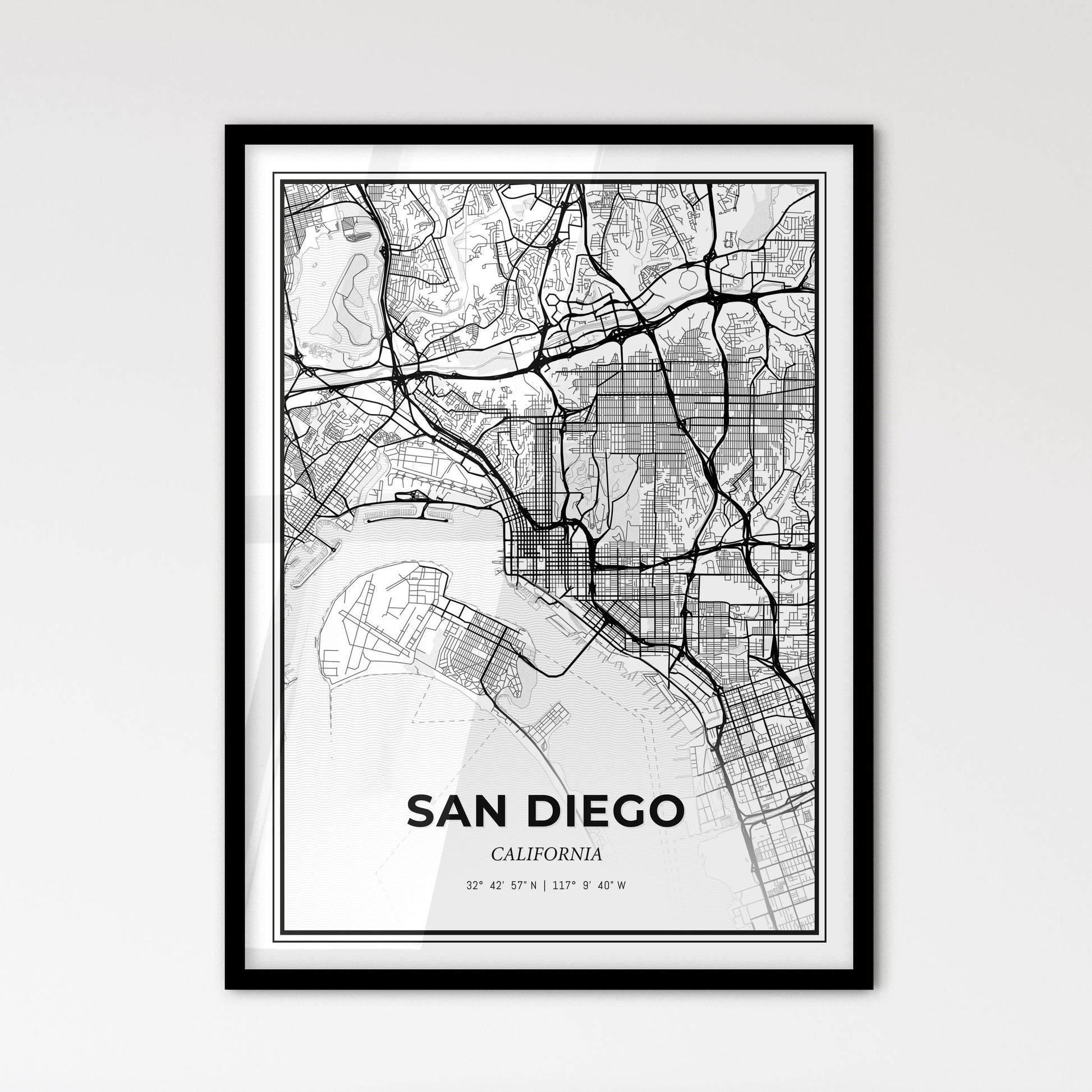 San Diego California - Scandinavian Style City Map for Modern Home Decor