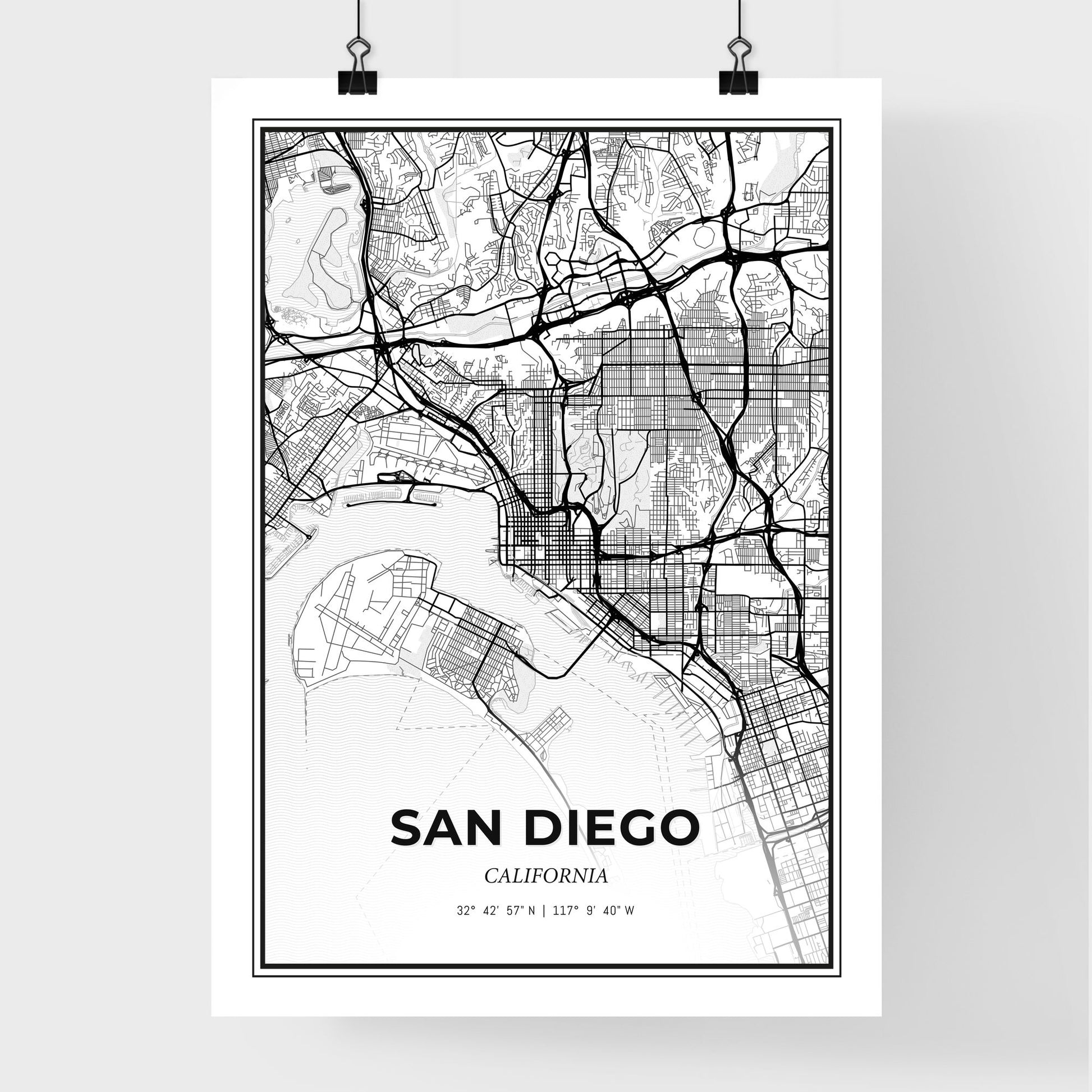 San Diego California - Premium City Map Poster