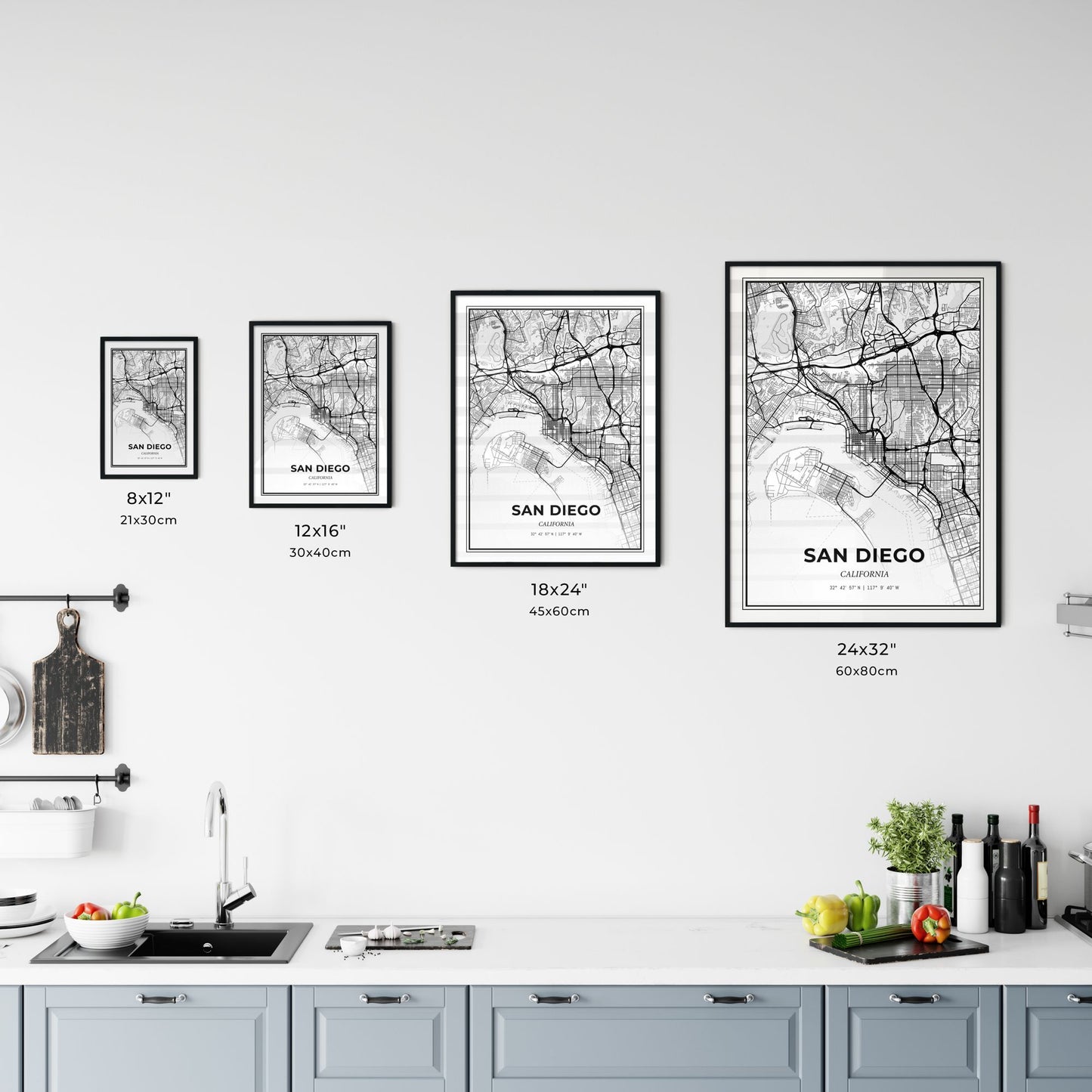 San Diego California - Customizable Modern City Map