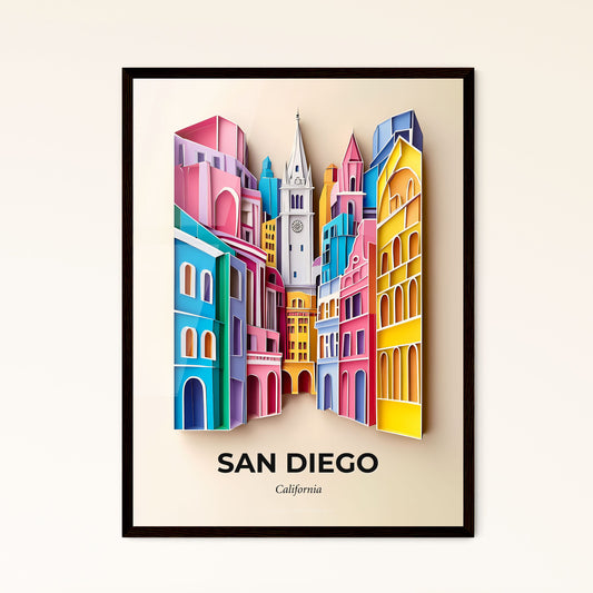 Vivid San Diego, California - a colorful city with a clock tower in the middle