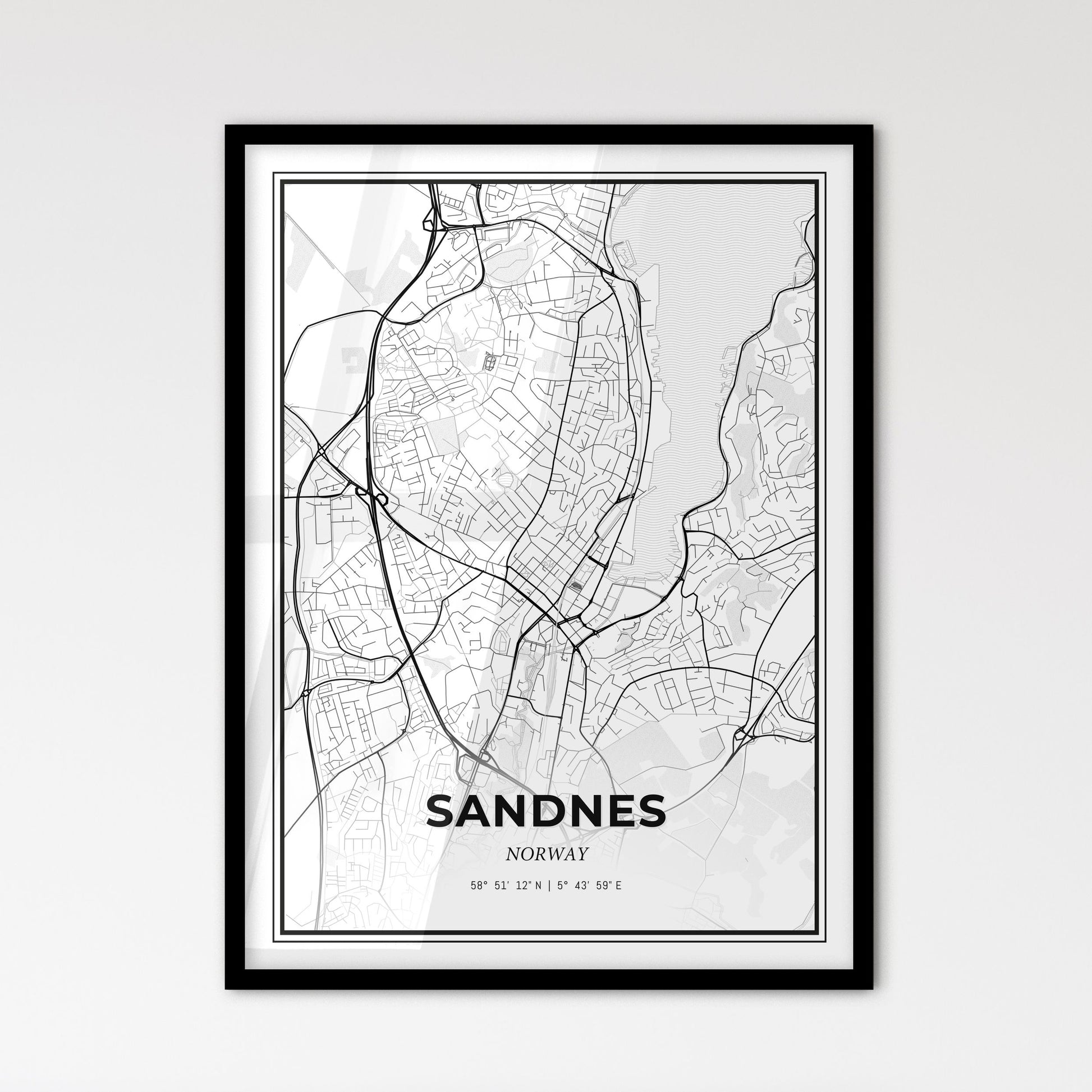 Sandnes Norway - Scandinavian Style City Map for Modern Home Decor