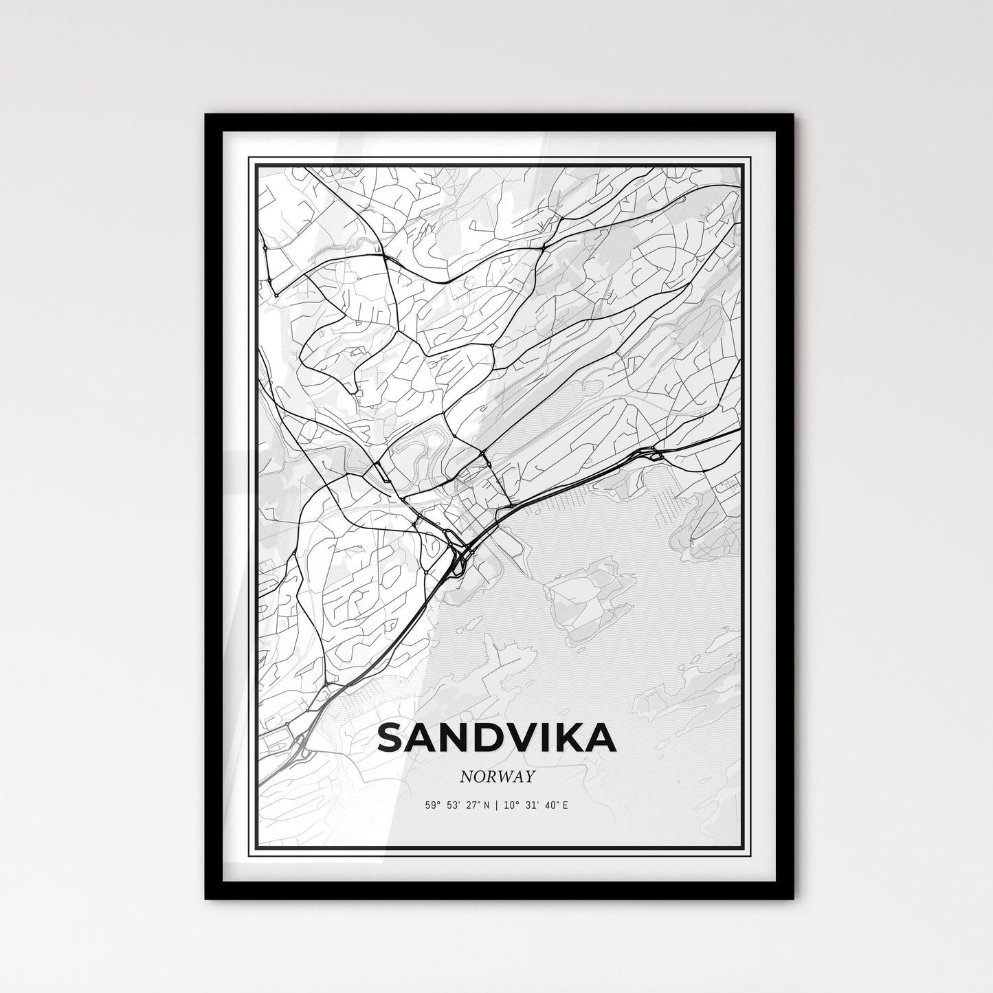 Sandvika Norway - Scandinavian Style City Map for Modern Home Decor