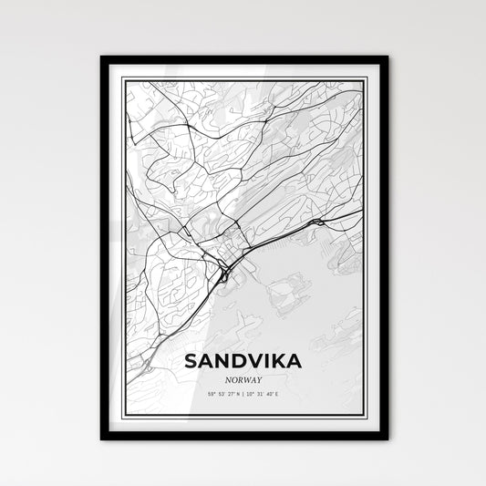 Sandvika Norway - Scandinavian Style City Map for Modern Home Decor