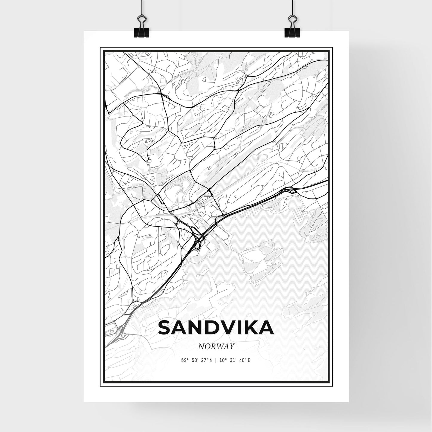 Sandvika Norway - Premium City Map Poster