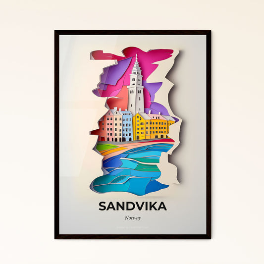 Vivid Sandvika, Norway - a paper cut of a city with a river