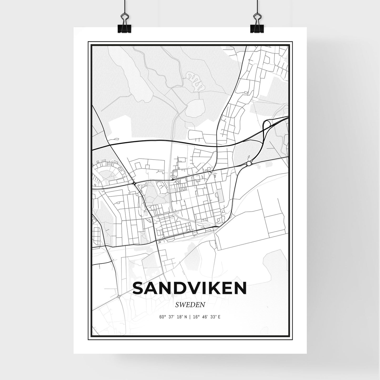 Sandviken Sweden - Premium City Map Poster