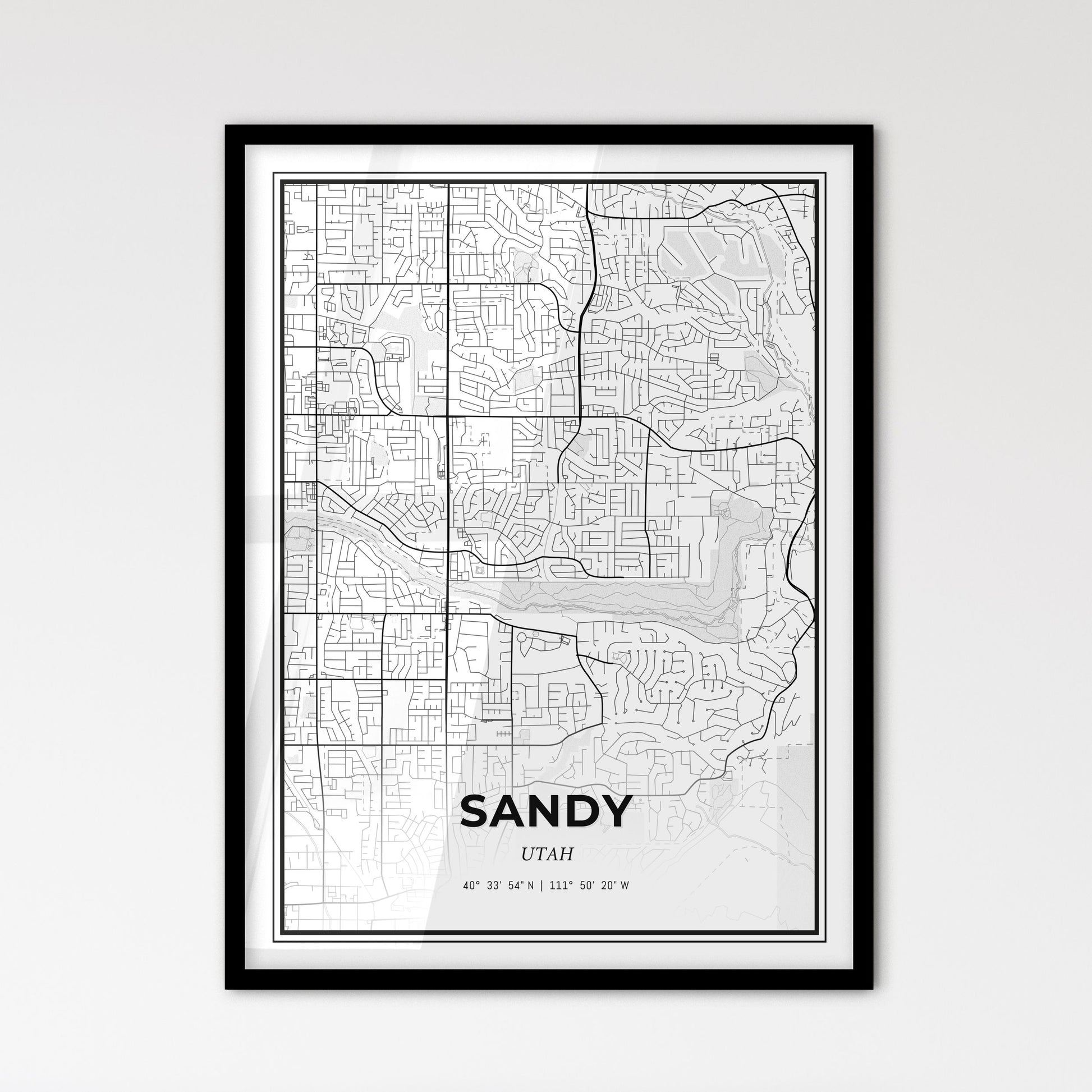 Sandy Utah - Scandinavian Style City Map for Modern Home Decor