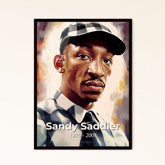 Portrait of Sandy Saddler, 1926 - 2001. Impressionistic painting of a man wearing a hat and tie.