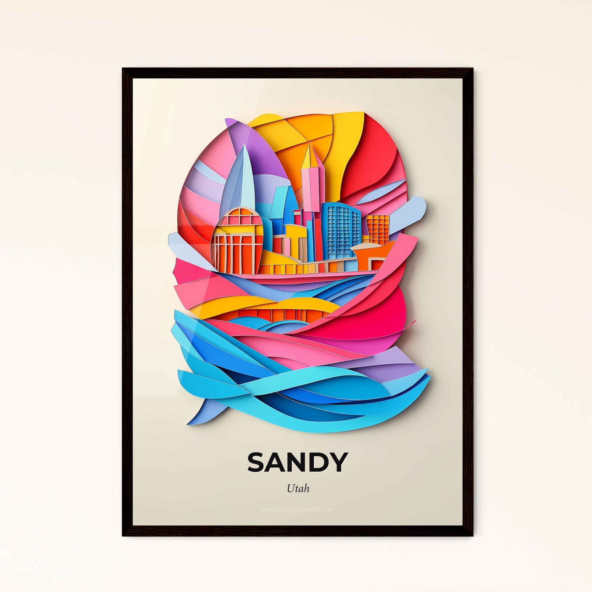 Vivid Sandy, Utah - a colorful cityscape with a wave coming out of it