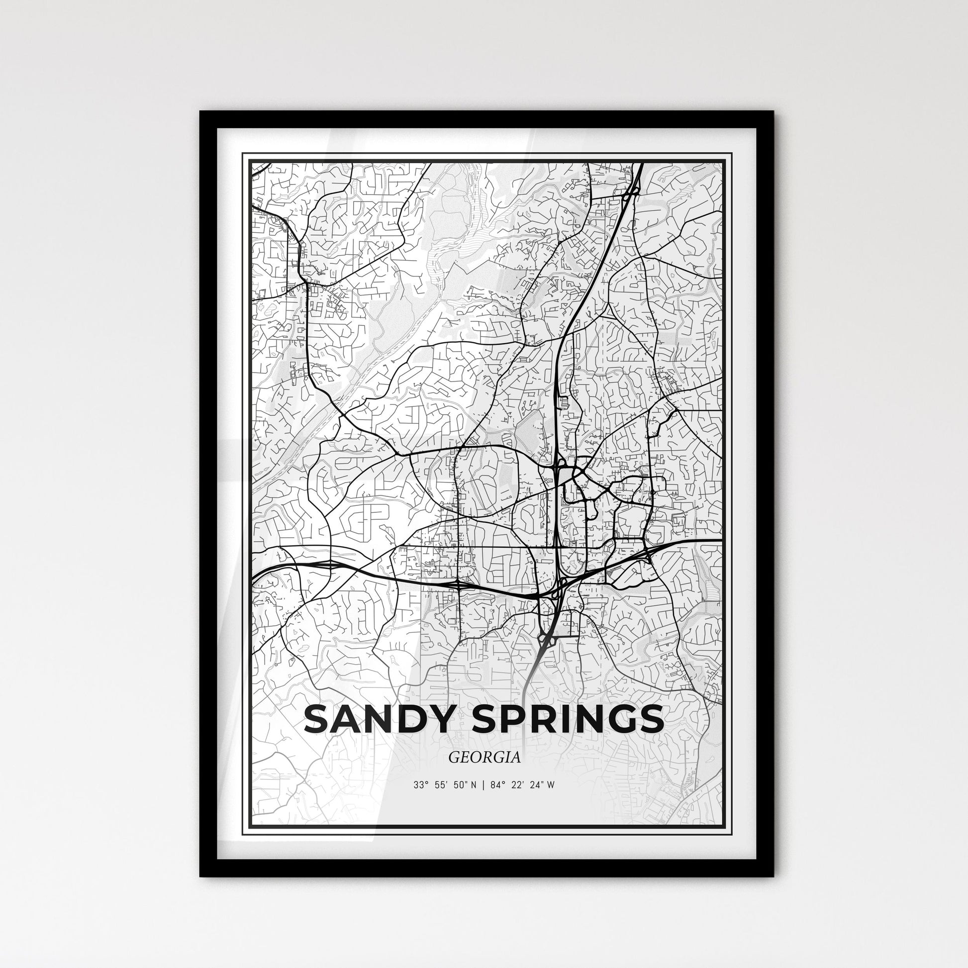 Sandy Springs Georgia - Scandinavian Style City Map for Modern Home Decor