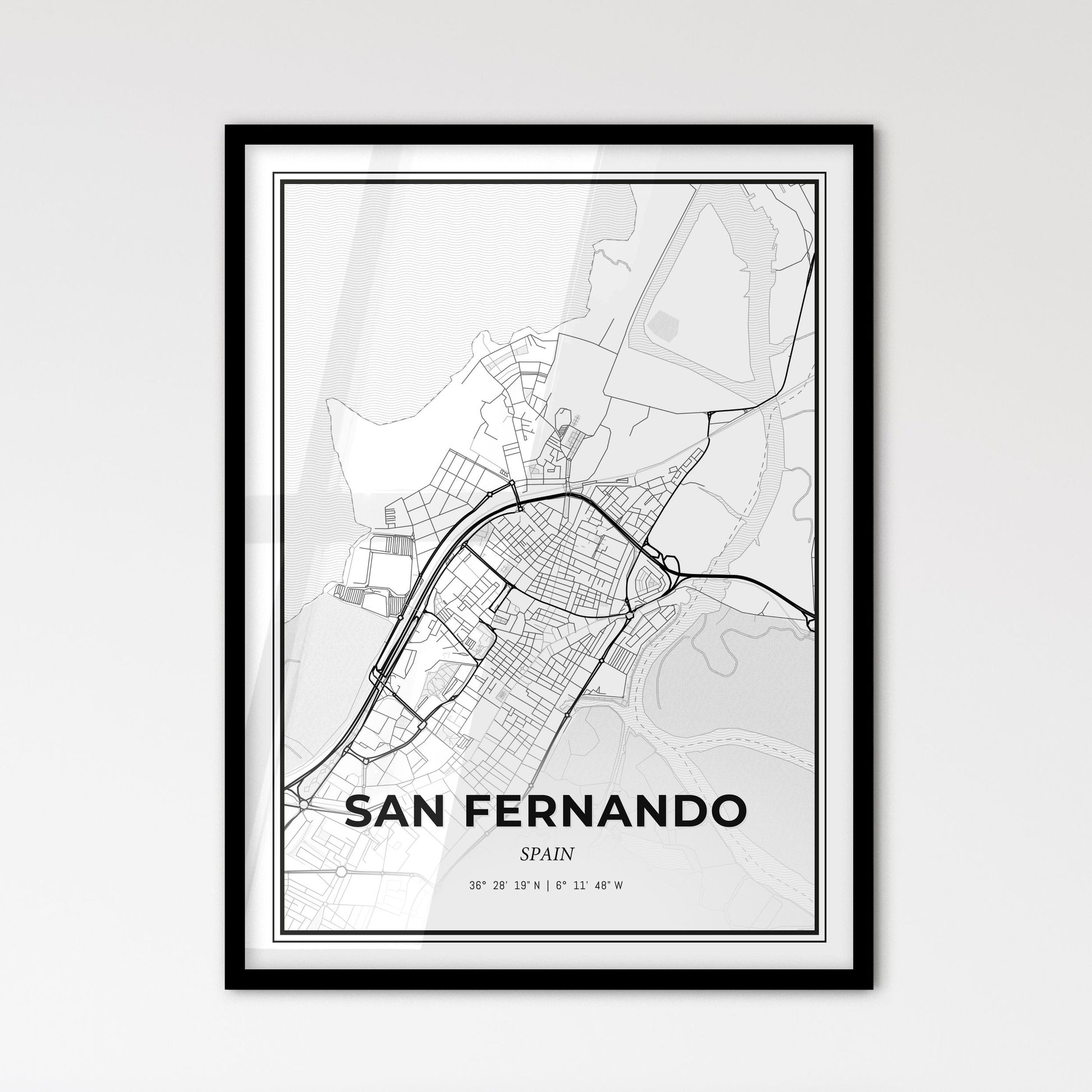 San Fernando Spain - Scandinavian Style City Map for Modern Home Decor