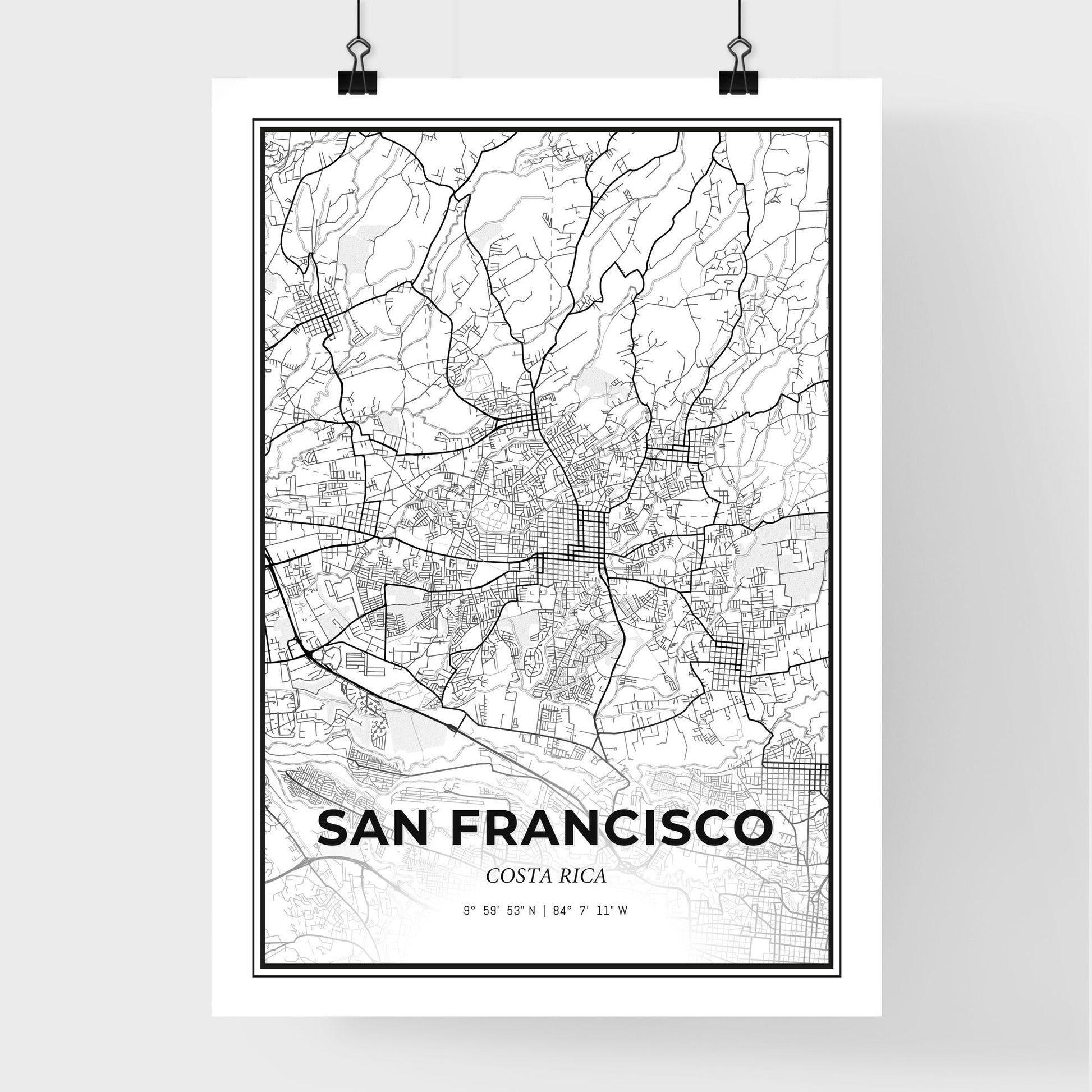 San Francisco Costa Rica - Premium City Map Poster