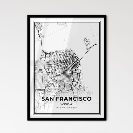 San Francisco California - Scandinavian Style City Map for Modern Home Decor