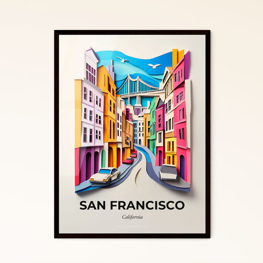 Vivid San Francisco, California - a paper cut of a city with a bridge