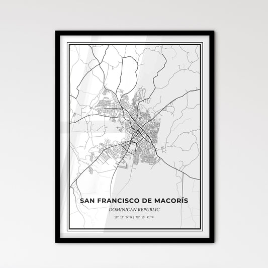 San Francisco de Macorís Dominican Republic - Scandinavian Style City Map for Modern Home Decor