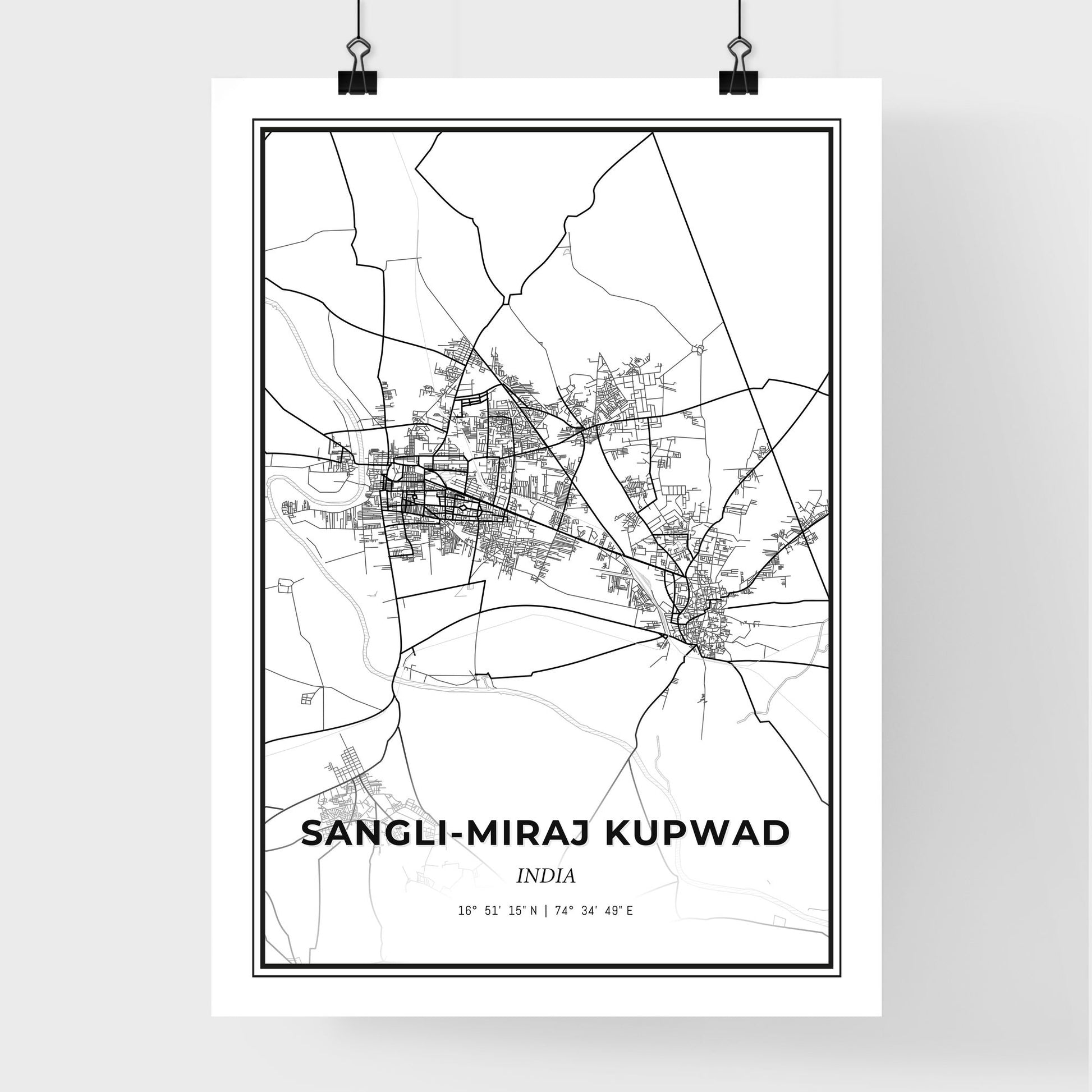 Sangli-Miraj Kupwad India - Premium City Map Poster