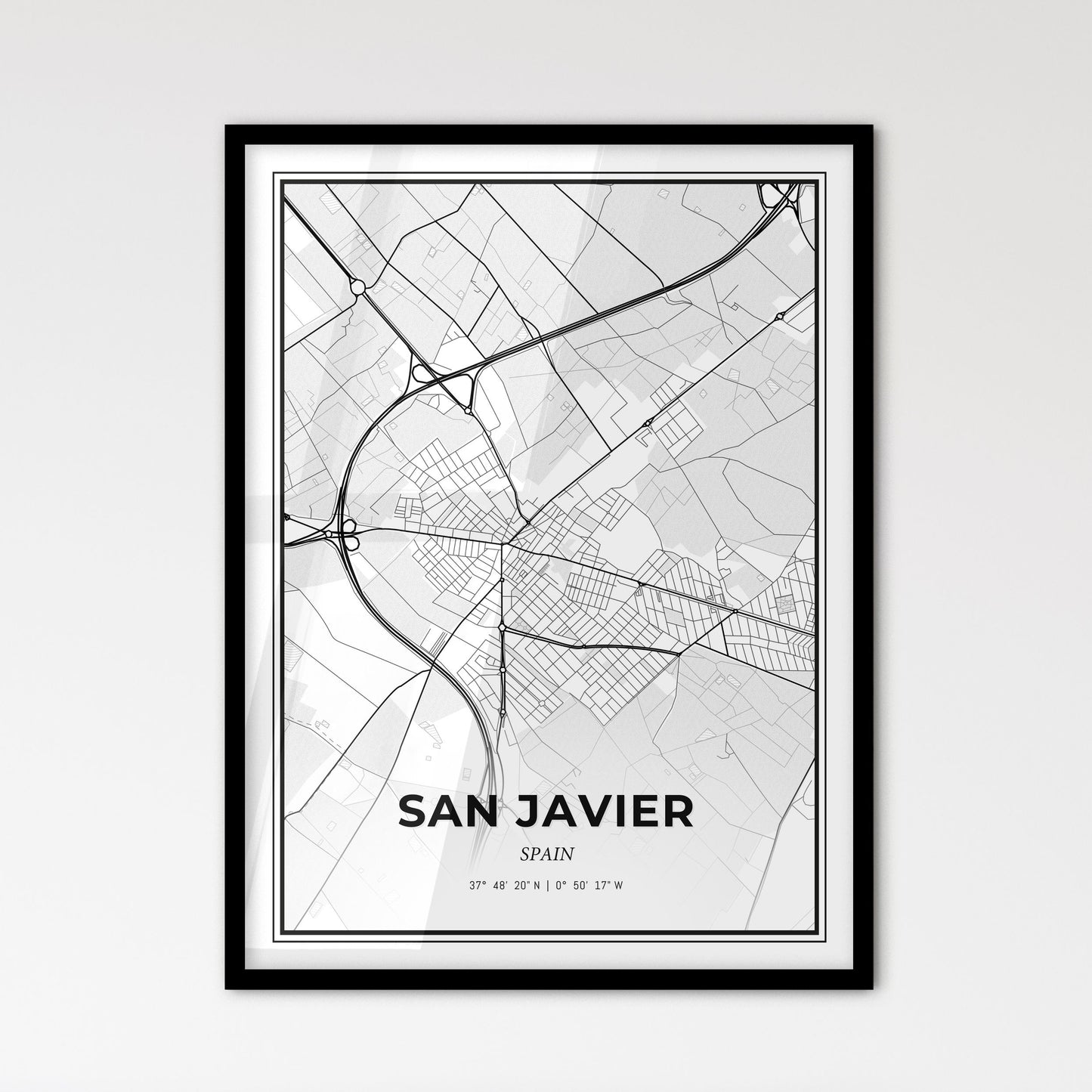 San Javier Spain - Scandinavian Style City Map for Modern Home Decor