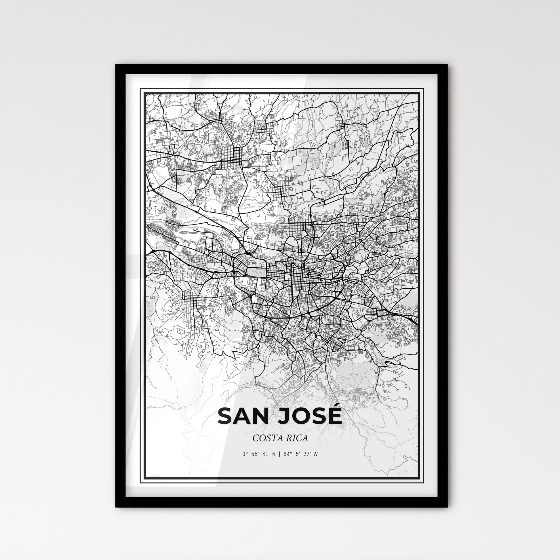 San José Costa Rica - Scandinavian Style City Map for Modern Home Decor