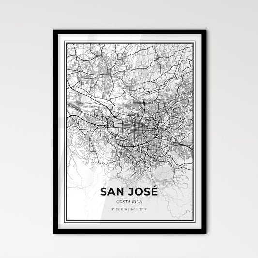 San José Costa Rica - Scandinavian Style City Map for Modern Home Decor