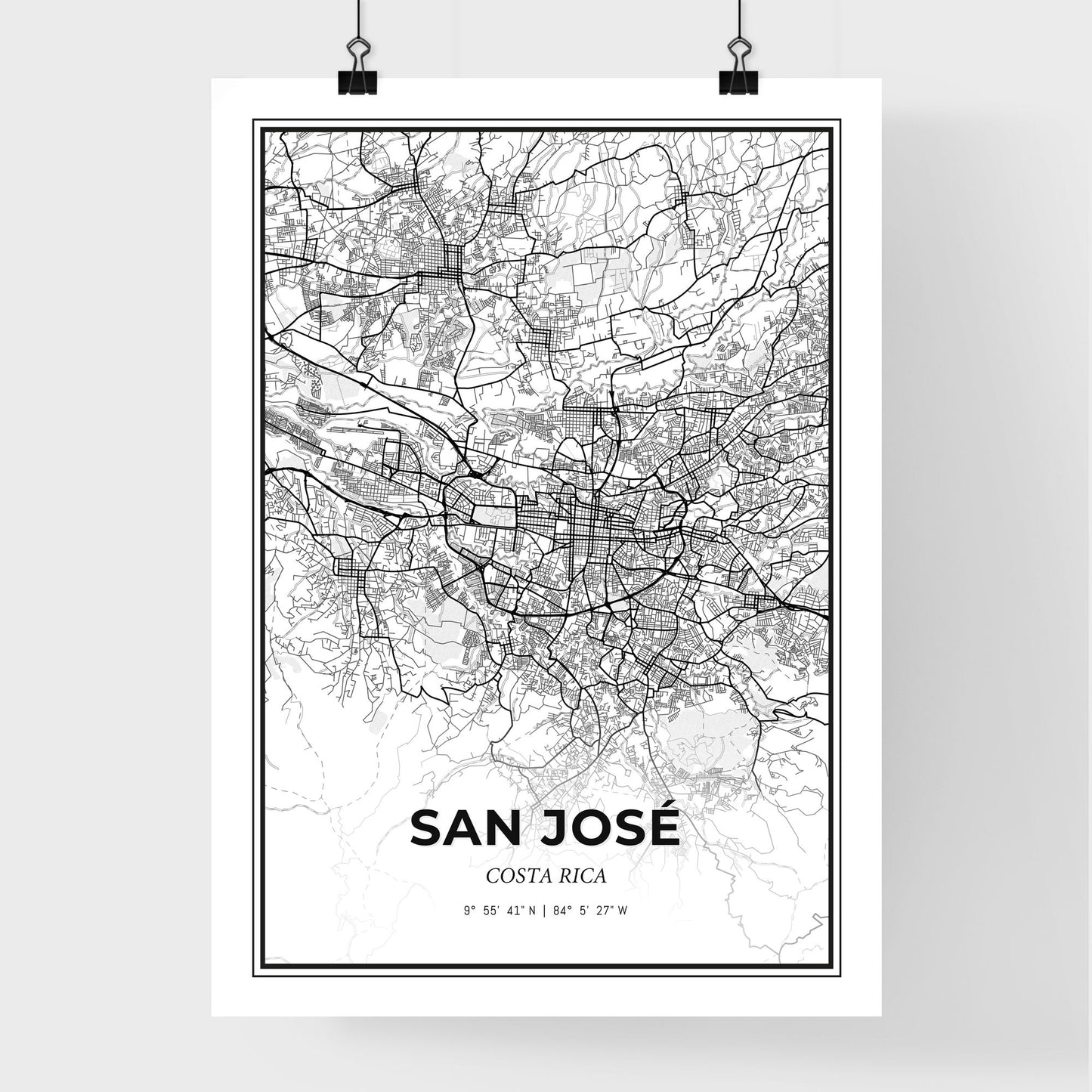 San José Costa Rica - Premium City Map Poster