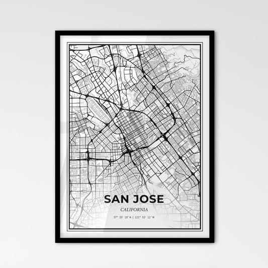 San Jose California - Scandinavian Style City Map for Modern Home Decor