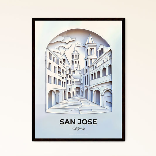 Vivid San Jose, California - a paper cut of a city with a clock tower