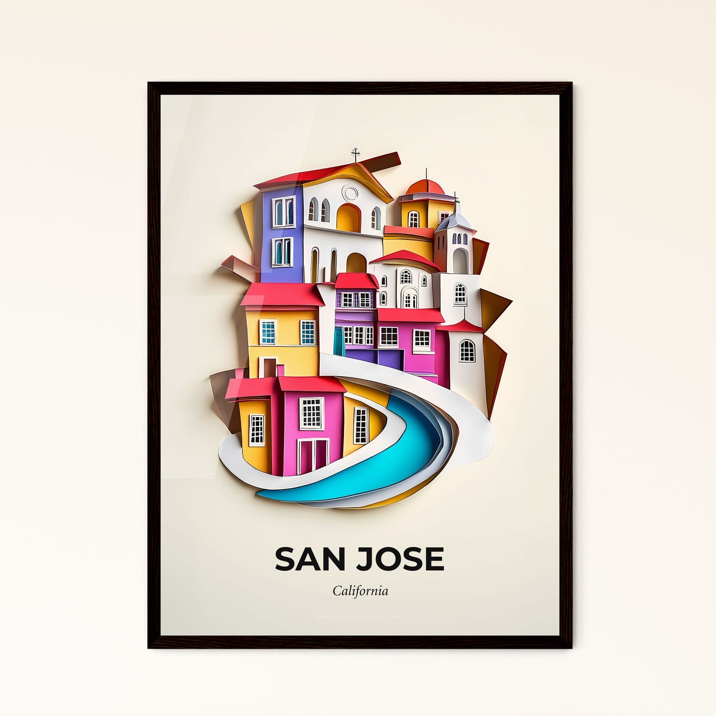 Vivid San Jose, California - a paper cut of a city with a river