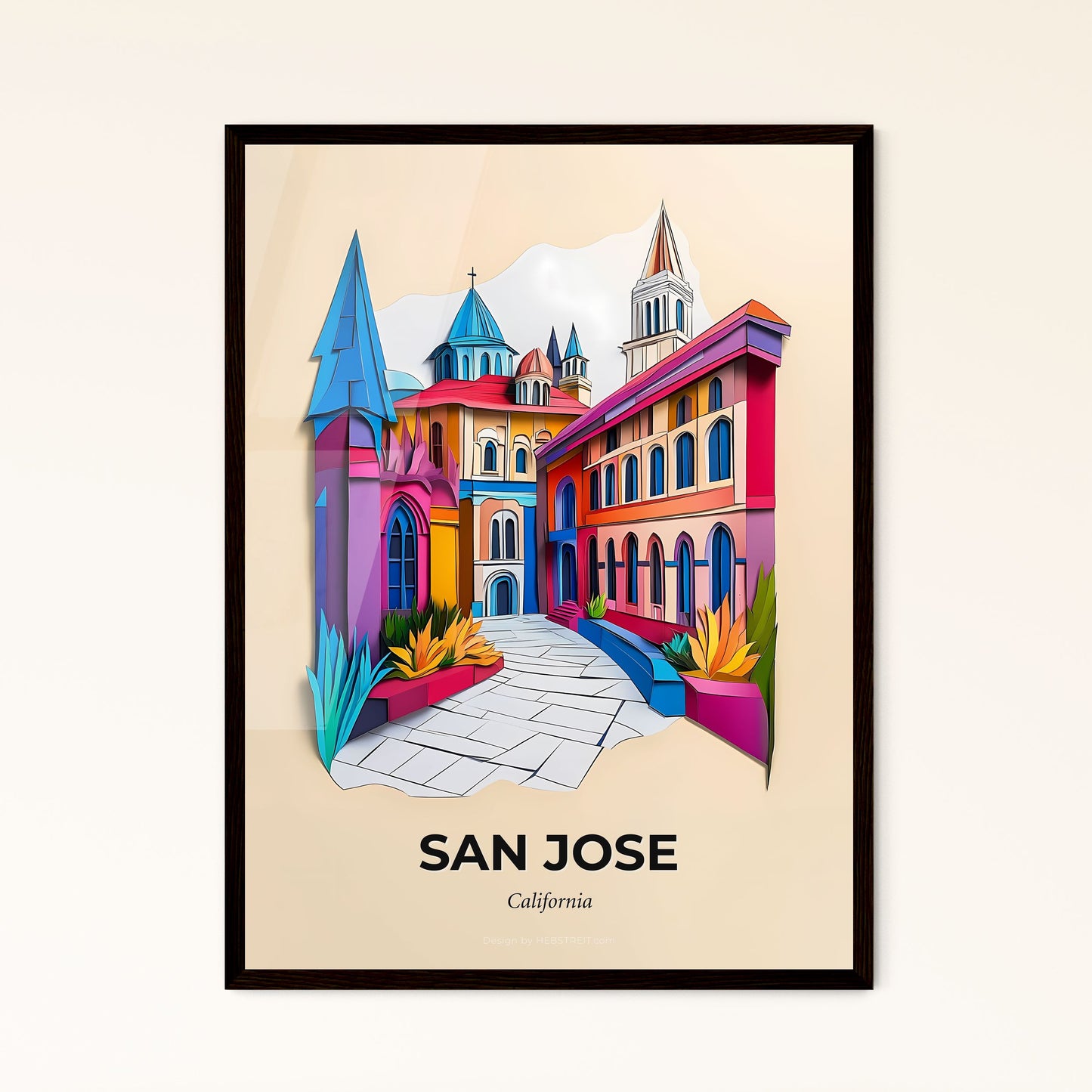 Vivid San Jose, California - a colorful city with a clock tower and a clock tower