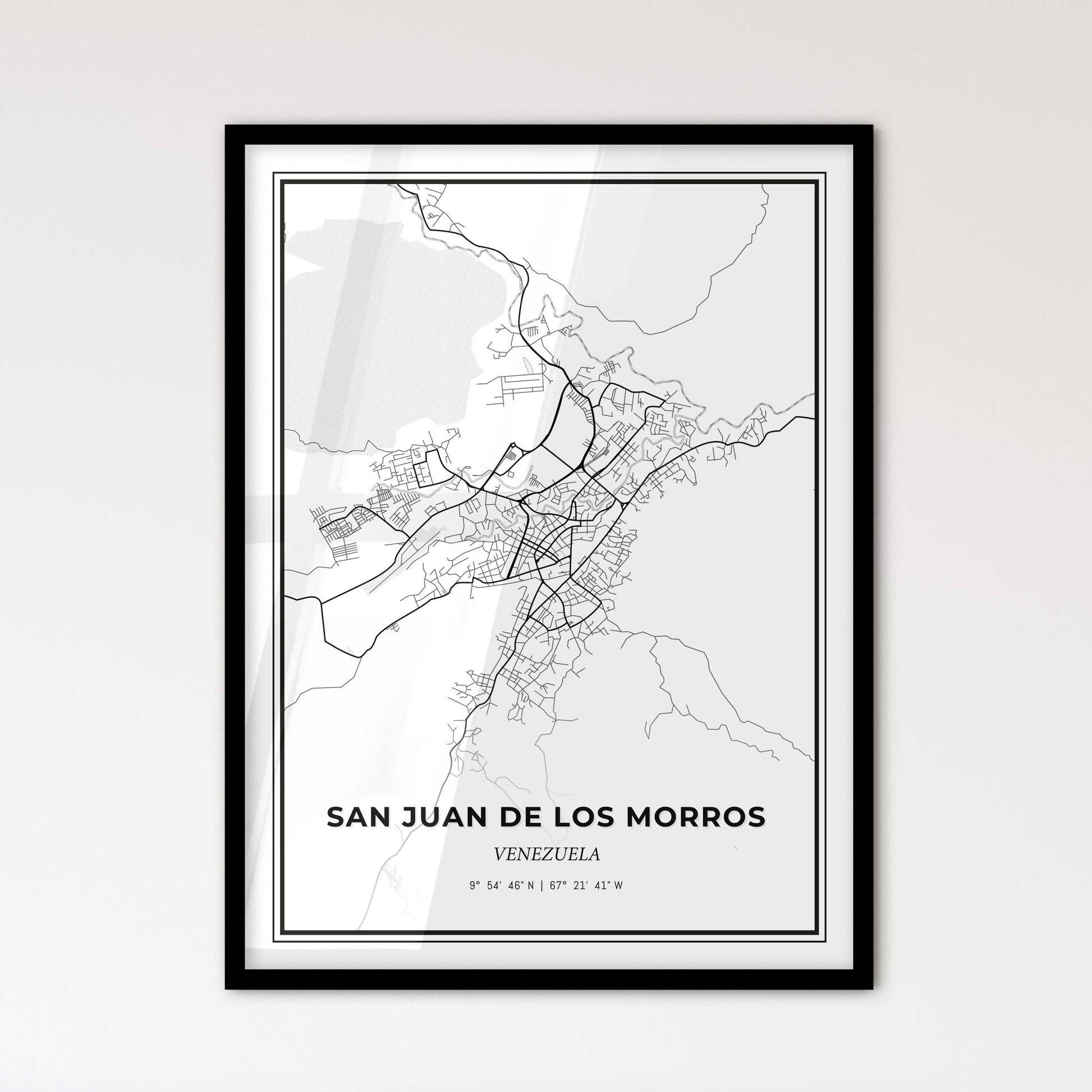 San Juan de los Morros Venezuela - Scandinavian Style City Map for Modern Home Decor