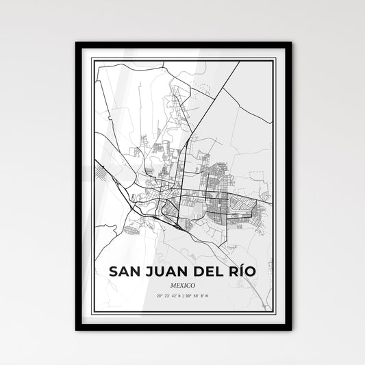 San Juan del Río Mexico - Scandinavian Style City Map for Modern Home Decor