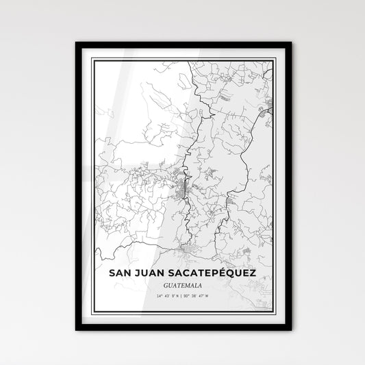 San Juan Sacatepéquez Guatemala - Scandinavian Style City Map for Modern Home Decor