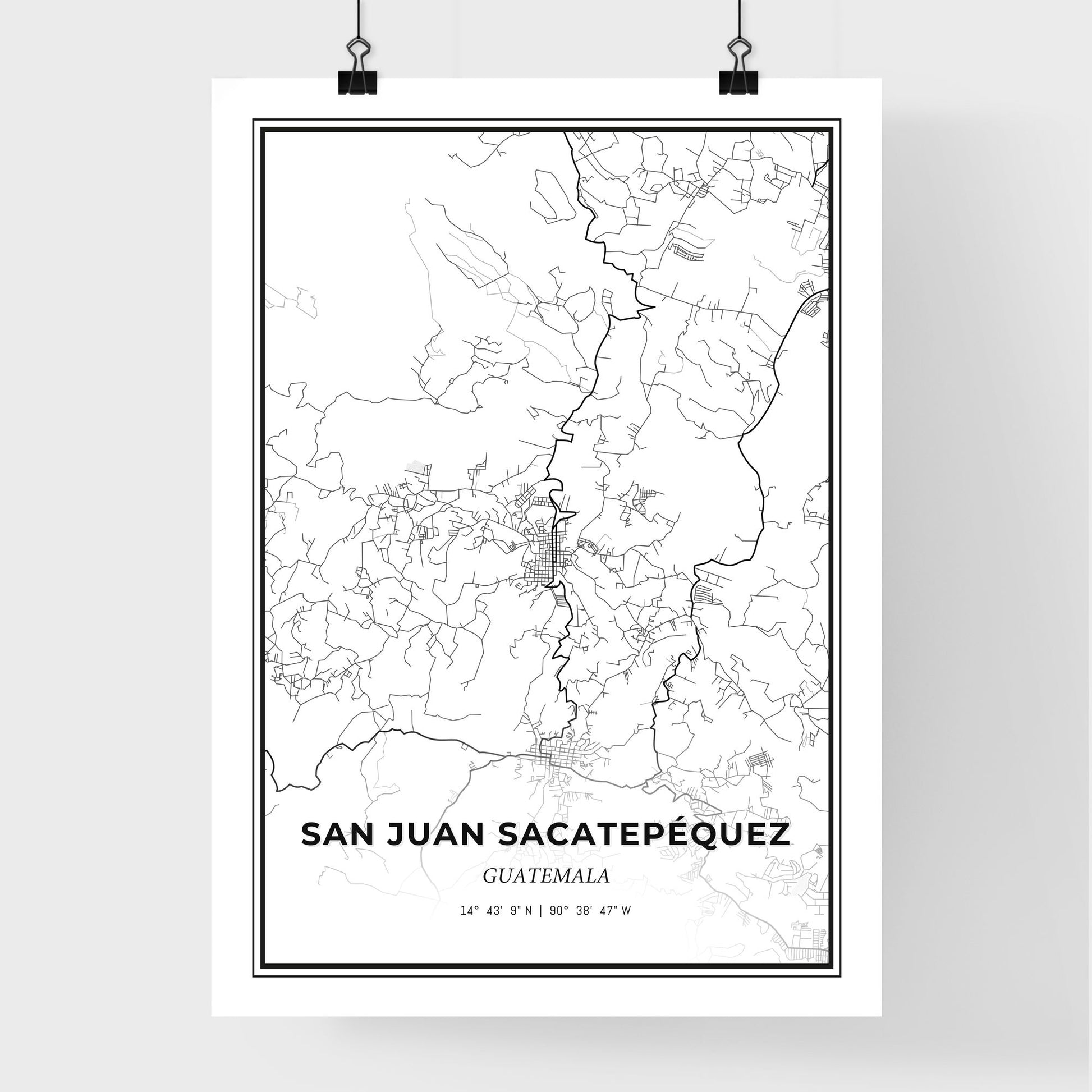 San Juan Sacatepéquez Guatemala - Premium City Map Poster