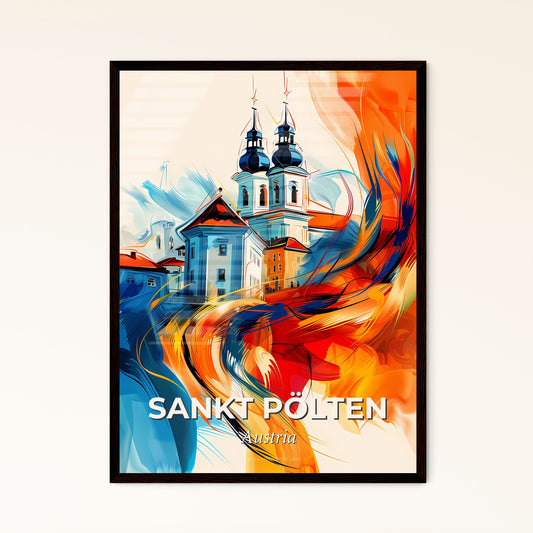 Vibrant Sankt Pölten, Austria - A Painting Of A Building With A Colorful Background