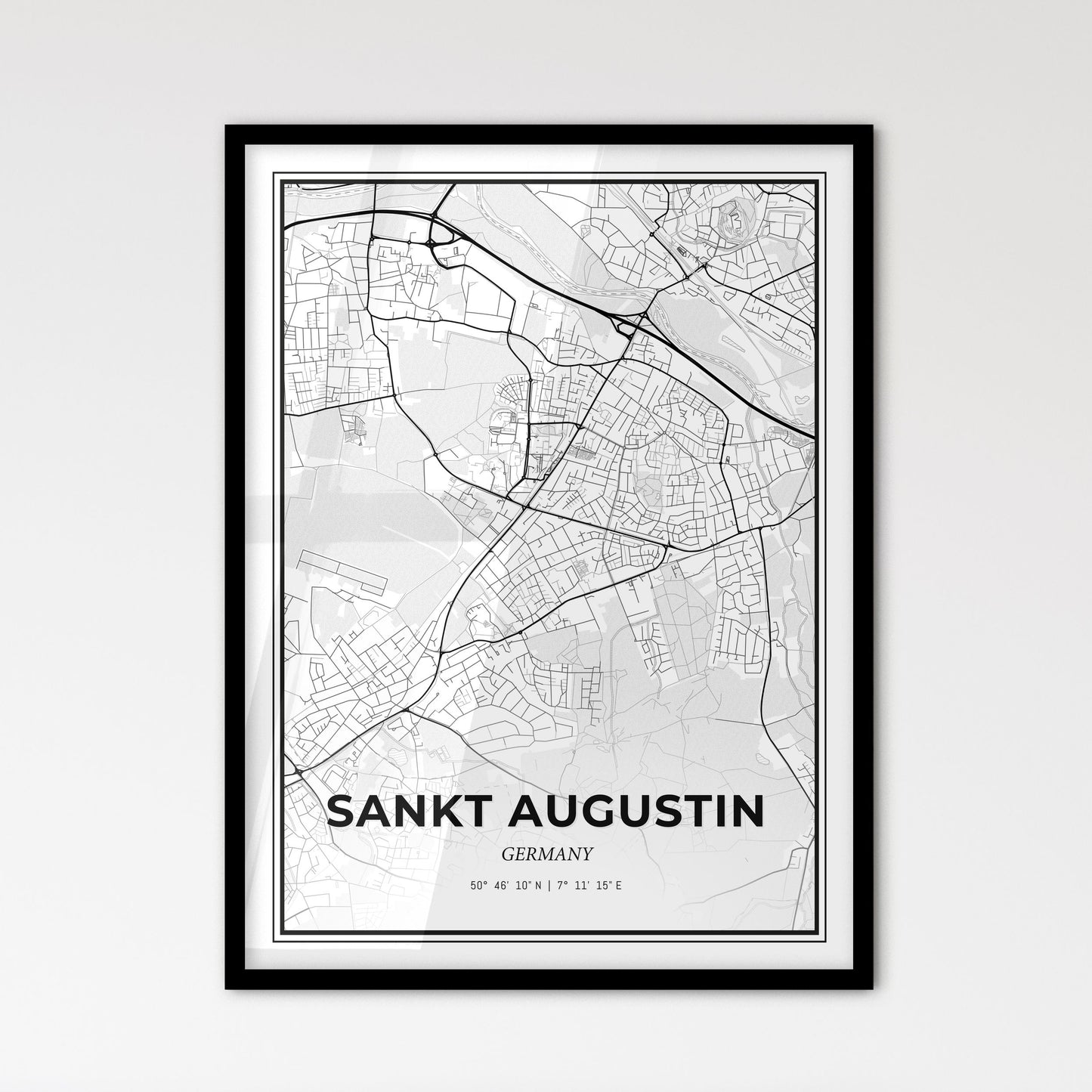 Sankt Augustin Germany - Scandinavian Style City Map for Modern Home Decor