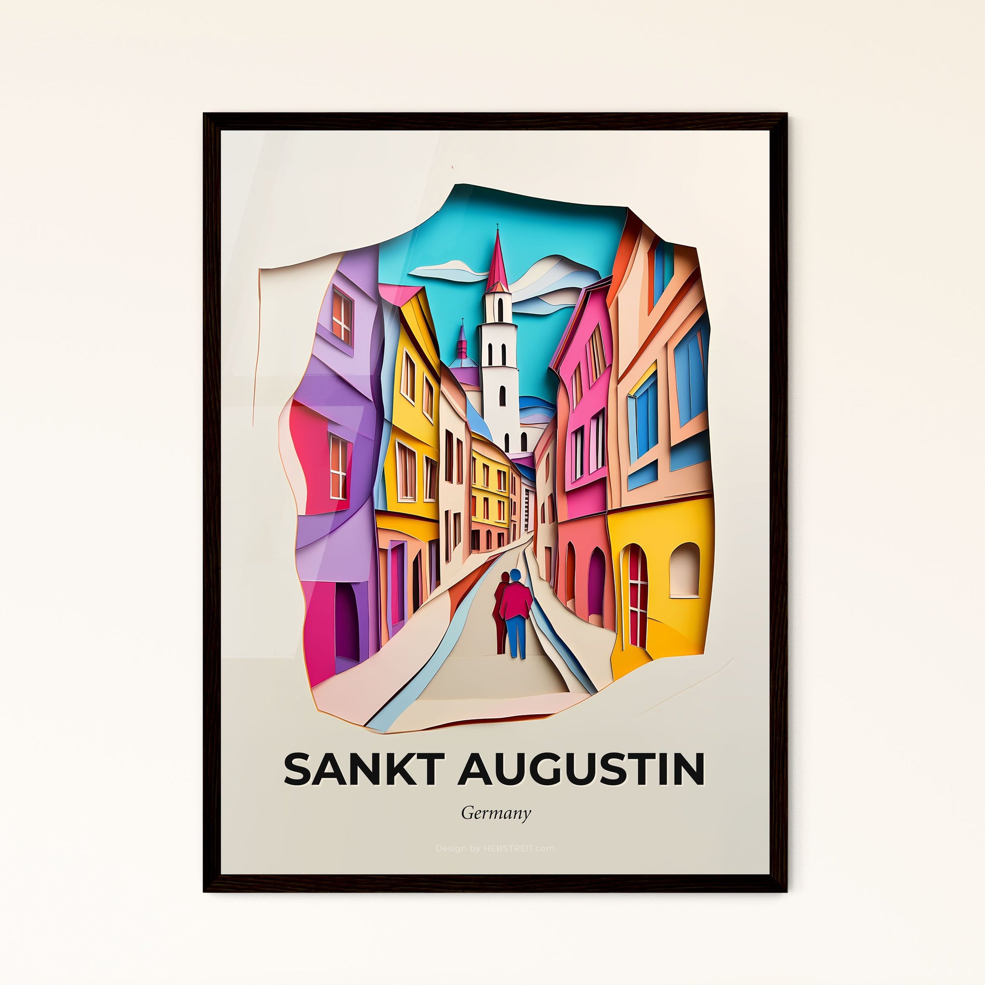 Vivid Sankt Augustin, Germany - a paper cut of a person walking down a street