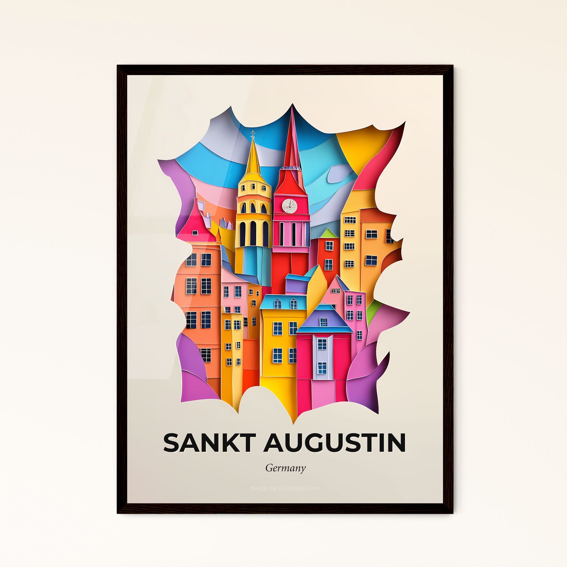 Vivid Sankt Augustin, Germany - a colorful city with a clock on the top of it