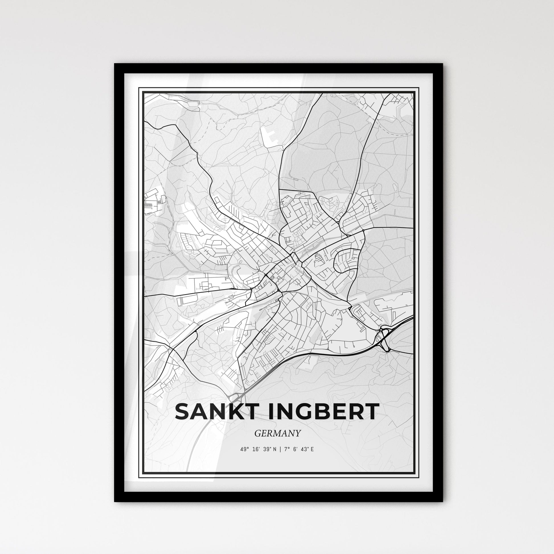 Sankt Ingbert Germany - Scandinavian Style City Map for Modern Home Decor