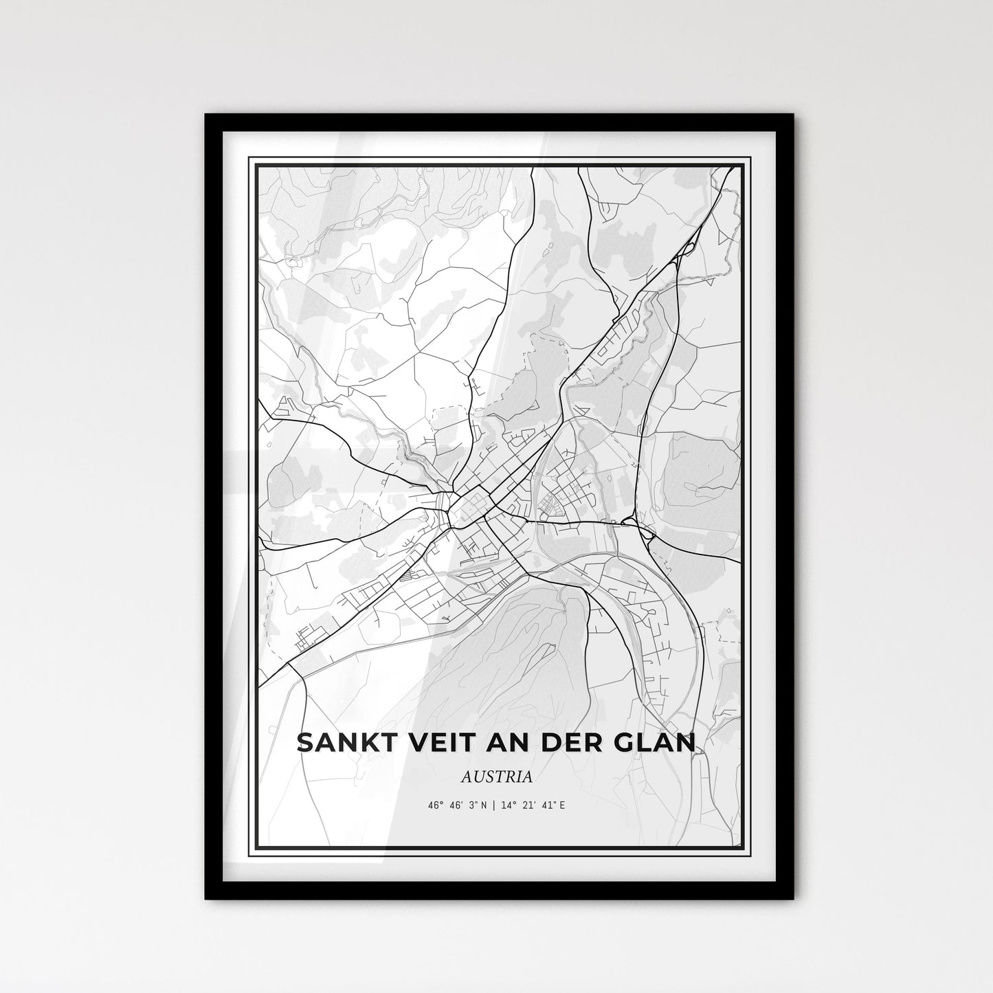 Sankt Veit an der Glan Austria - Scandinavian Style City Map for Modern Home Decor