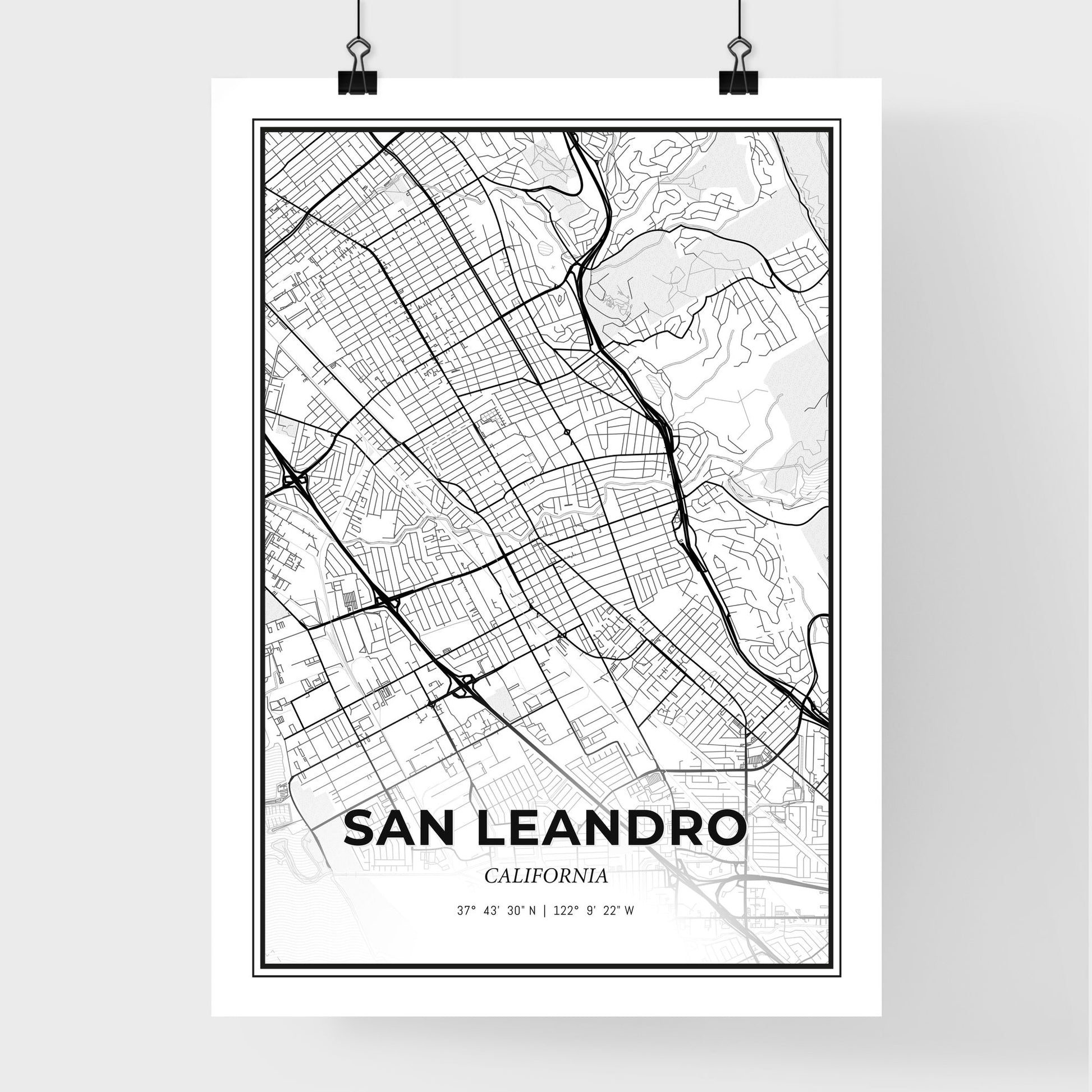 San Leandro California - Premium City Map Poster