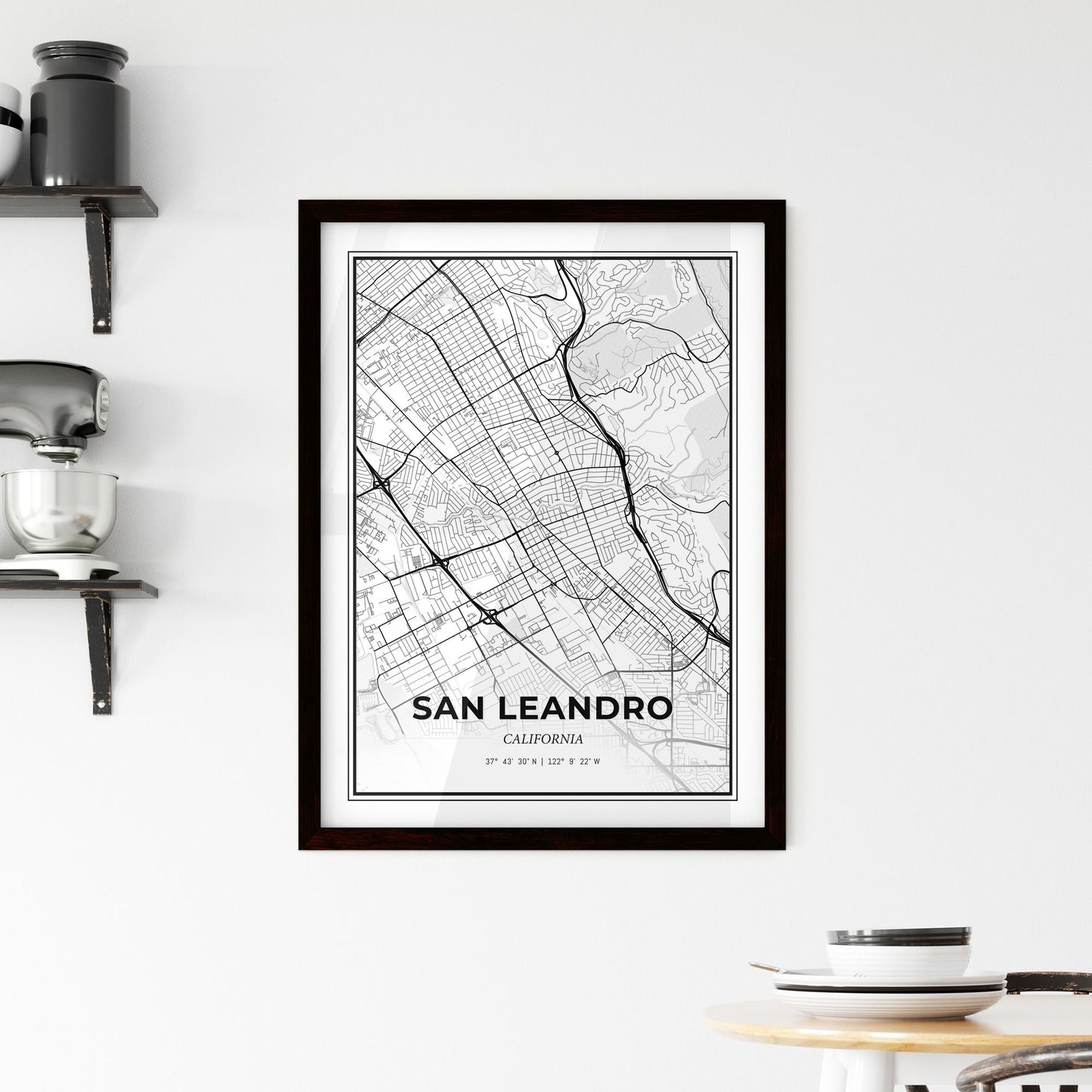 San Leandro California - Minimal City Map