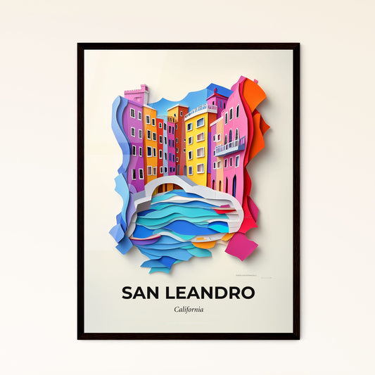 Vivid San Leandro, California - a paper cut of a city with a bridge