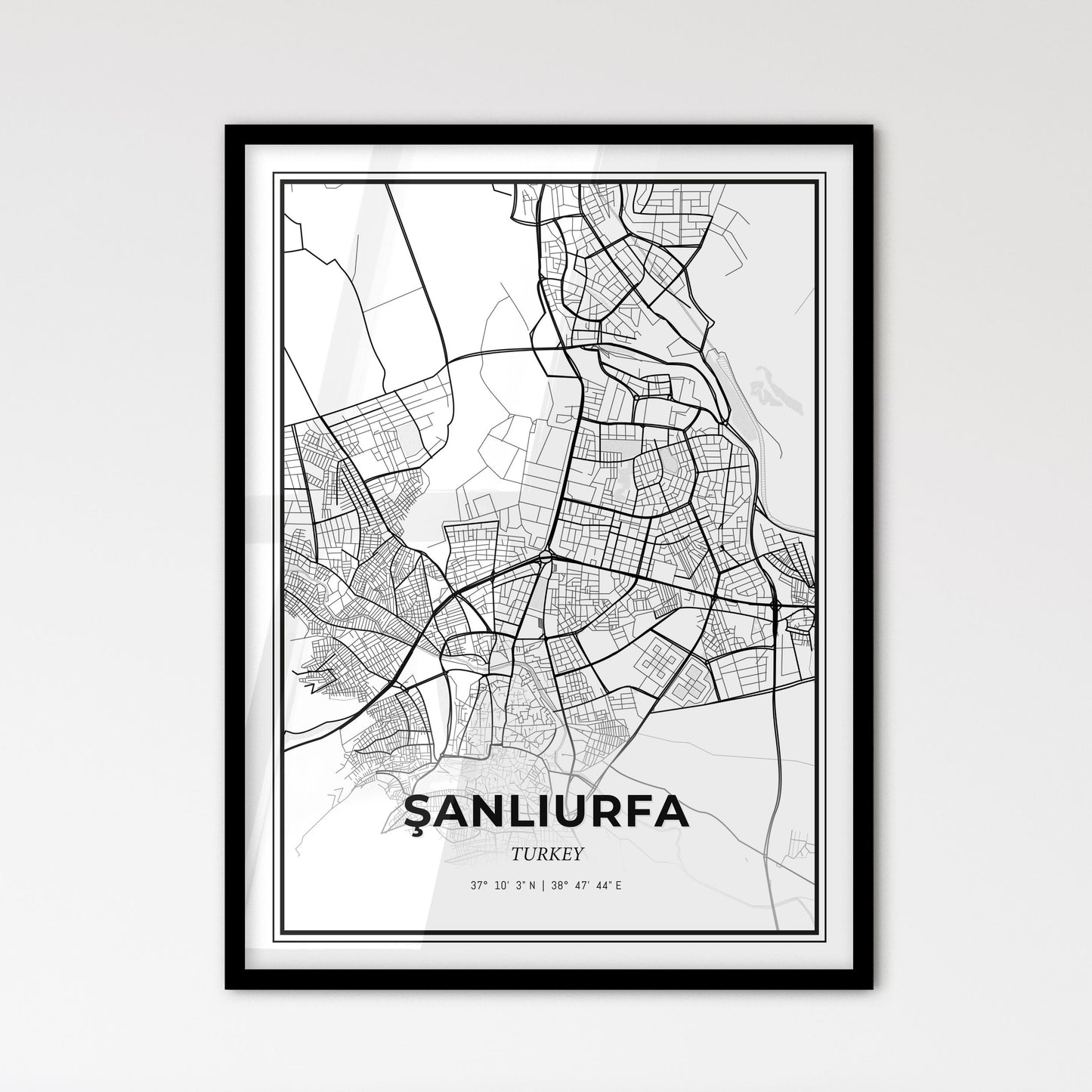 Şanlıurfa Turkey - Scandinavian Style City Map for Modern Home Decor