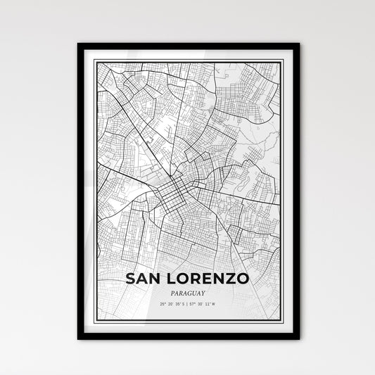 San Lorenzo Paraguay - Scandinavian Style City Map for Modern Home Decor