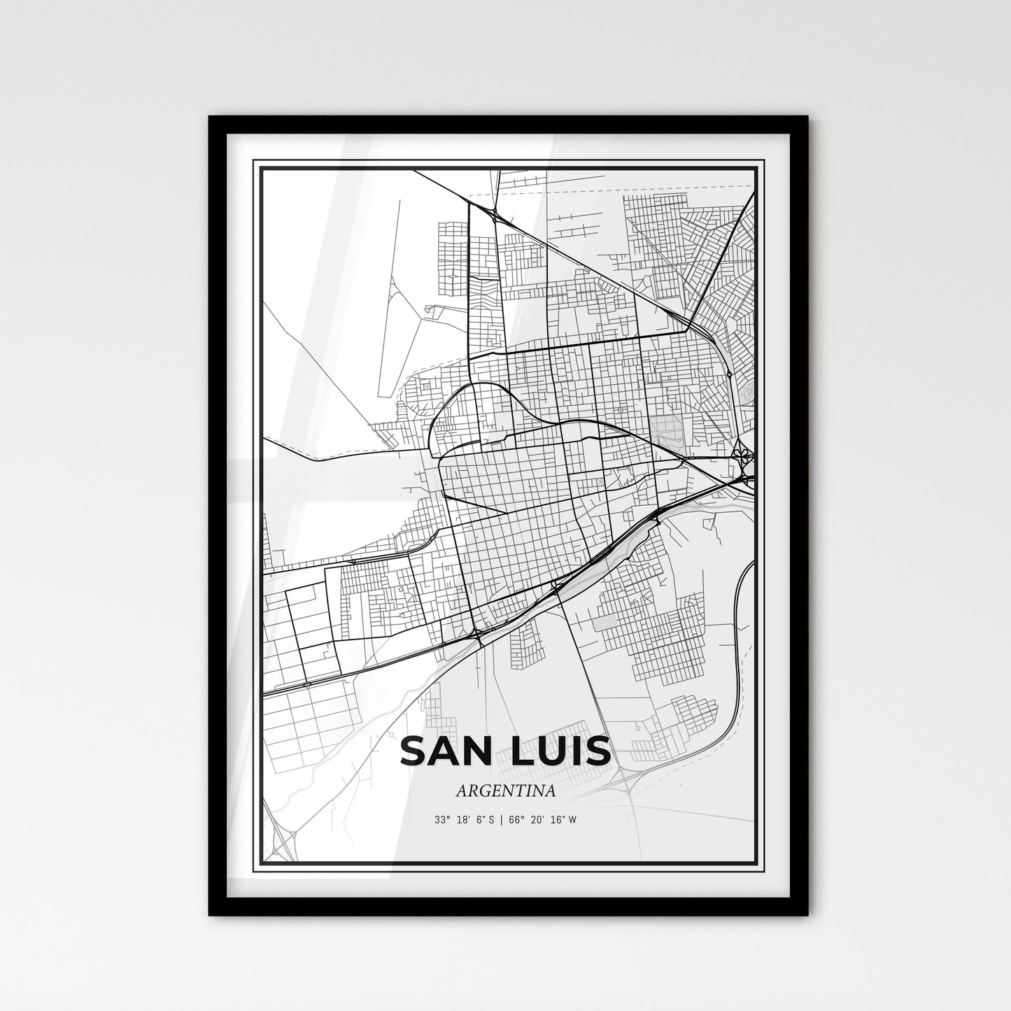 San Luis Argentina - Scandinavian Style City Map for Modern Home Decor