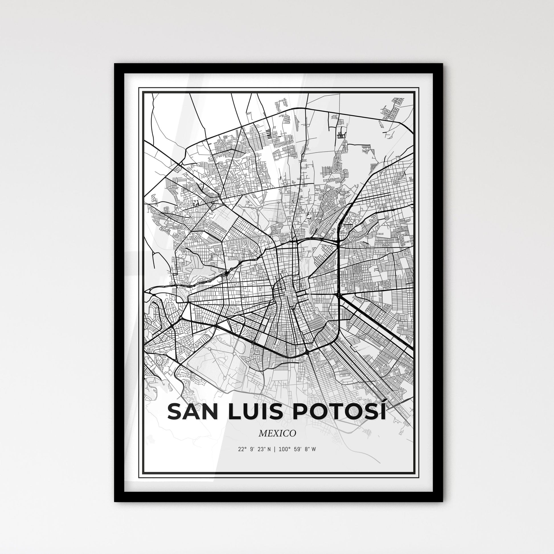 San Luis Potosí Mexico - Scandinavian Style City Map for Modern Home Decor